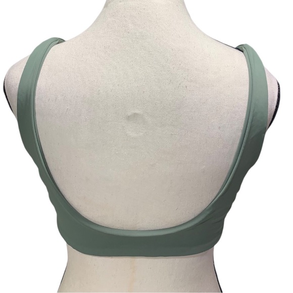 Olive Green Tie-Knot Front Crop Tankini Top - Picture 3 of 8